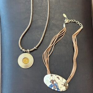 Gold and Taupe Womens Pendant Necklace Set - Elegant Layered Styles